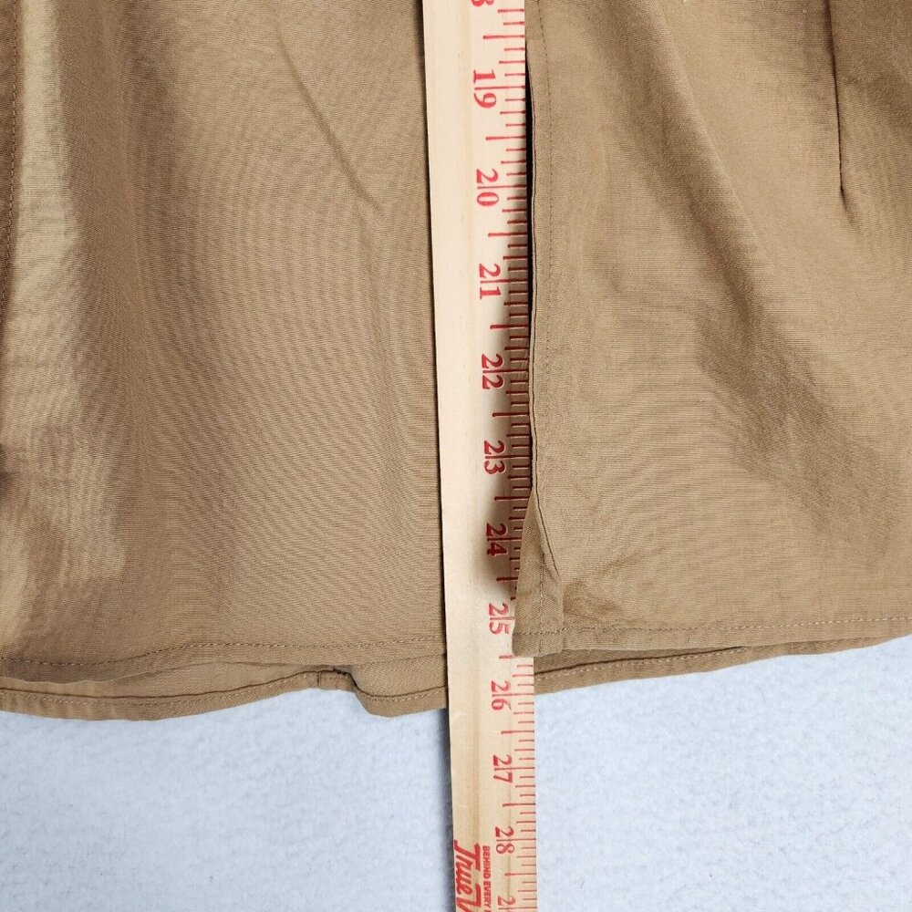 Deveaux New York Shirt Womens 0 Tan Beige Carrie Puff Sleeve Top Poplin Blouse - Picture 5 of 10